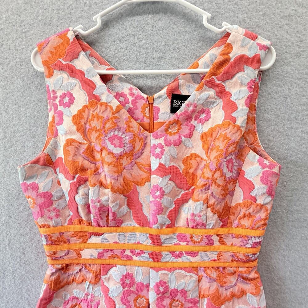 Bigio Collection Dress Womens Size 6 Pink Orange Jaquard Preppy Old Money Glam - Picture 3 of 7